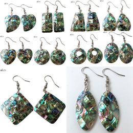 Bengelen kroonluchter vrouwen mode sieraden Zeeland Blue Abalone Shell Art Earring 1Pair WFH6091