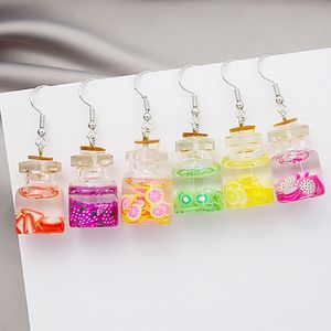 Dangle Lustre Femmes Perle Lait Thé Fruits Creative Personnalité Boucles D'oreilles Résine Pastèque Bijoux Jolies Filles Cadeau EardropDangle