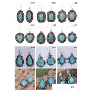 Dangle Lustre Femmes Diy Tibétain Sier Turquoise 12 Pièces Beaucoup Mixte Style Coeur Ovale Perles Européennes Boucle D'oreille Gttqe10 Drop Del Dhjdh