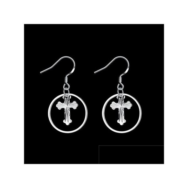 Cuelgue la lámpara para mujer Sterling Sier plateado coche flor cruz pendientes Gsse927 moda 925 placa pendiente regalo gota entrega Jewelr Dh9Mo