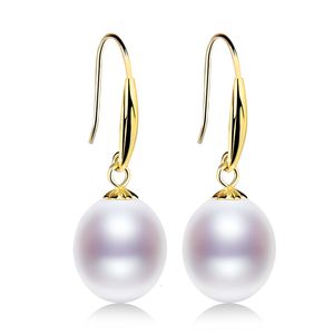 Cuelga la lámpara XF800 Pendientes de oro de 18 quilates Agua dulce natural Au750 Pendientes colgantes de perlas Joyería fina Regalo de fiesta de boda para mujeres Niña E235 230425