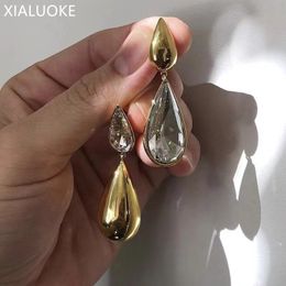 Dangle Lustre XIALUOKE Punk Métal Goutte D'eau Asymétrie Cristal Boucles D'oreilles Pour Les Femmes Géométrique D'or Parti Voyage Vacances Bijoux 230621