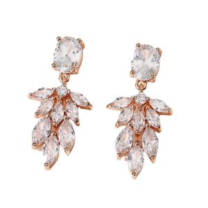 Dangle Lustre ZAKOL 2021 Romantique Argent Couleur Feuille Cubic Zirconia Mariages Boucles D'oreilles Boho Mode Bijoux De Mariée Pour Les Femmes