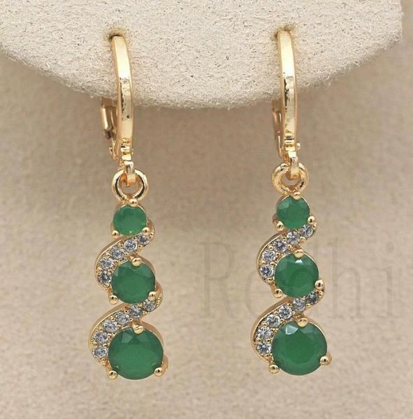 Boucles d'oreilles pendantes 1.2 ''tourbillon rond émeraude Jade topaze mariage femmes