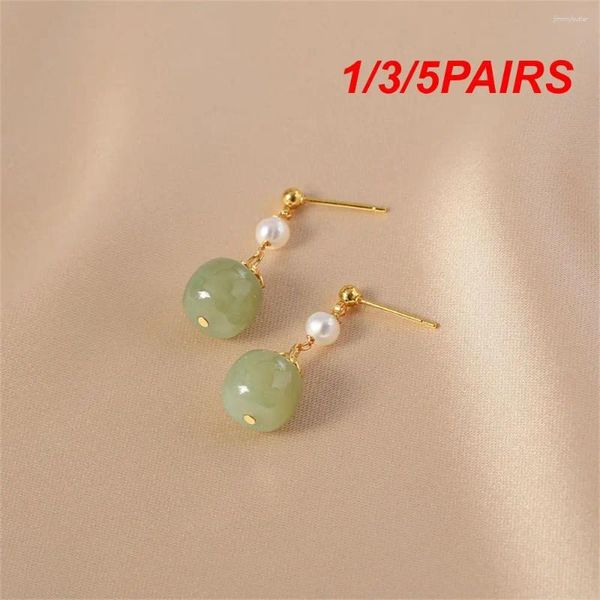 Boucles d'oreilles pendantes 1/3/5 paires, bijoux de tempérament, haute sensibilité, vert clair, pierres précieuses naturelles, Niche, accessoires de mode, processus manuel