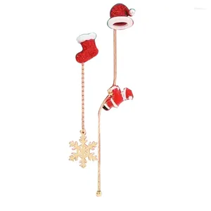 Boucles d'oreilles en peluche 1 paire chaussettes de chapeau de Noël longs pavés femmes flocon de neige asymétrique du Père Noël Claus bijoux élégant