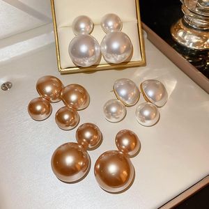 Boucles d'Oreilles Pendantes 1 Paire Cercle Exagération Géométrique Grosse Perle Baroque Français Vintage Tempérament Personnalisé