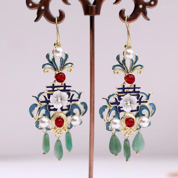 Boucles d'oreilles pendantes 1 paire crochet d'oreille de Style chinois classique goutte d'oreille à la main pour Hanfu décor bijoux Cosplay accessoire femmes bijoux cadeau