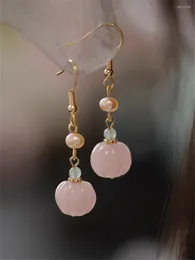 Boucles d'oreilles pendantes 1 paire, pendentif rose créatif et mignon, Style ancien Hanfu Cheongsam, crochets d'oreille, bijoux cadeau pour femmes et filles