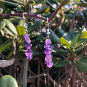 Pendientes colgantes 1 par Fengbaowu Amethyst Natural Gravel Chip Earring 925 Silver Crystal Healing Stone Fashion Jewellry Regalo