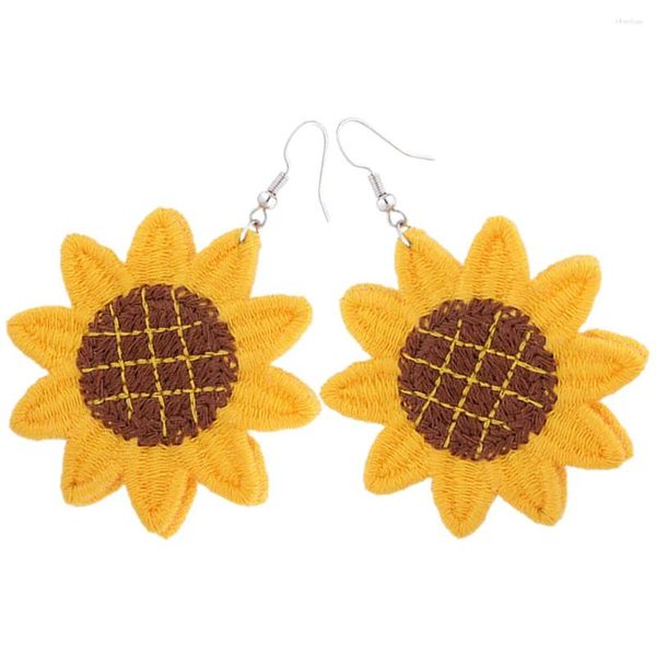 Boucles d'oreilles pendantes 1 paire pendentif fleur hypoallergénique tournesol grand