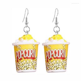 Boucles d'oreilles pendantes 1 paire pour femmes résine goutte sur mesure à la main jolies filles cadeau goutte drôle collations pop-corn à la mode