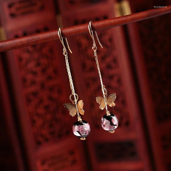 Boucles d'oreilles pendantes de Style coréen, 1 paire, pendentif Long rétro, crochet d'oreille papillon, accessoires de décoration quotidienne, bijoux cadeau pour femmes et filles