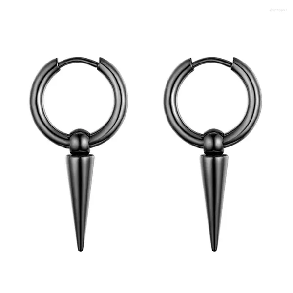 Pendientes colgantes 1 par Rock Punk Hiphop remache pico colgante aro de acero inoxidable mujeres hombres círculo oreja Stud Piercing