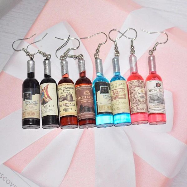 Pendientes colgantes 1 par de diseños únicos gota en forma de vino tinto joyería ligera multicolor para mujer patrón aleatorio