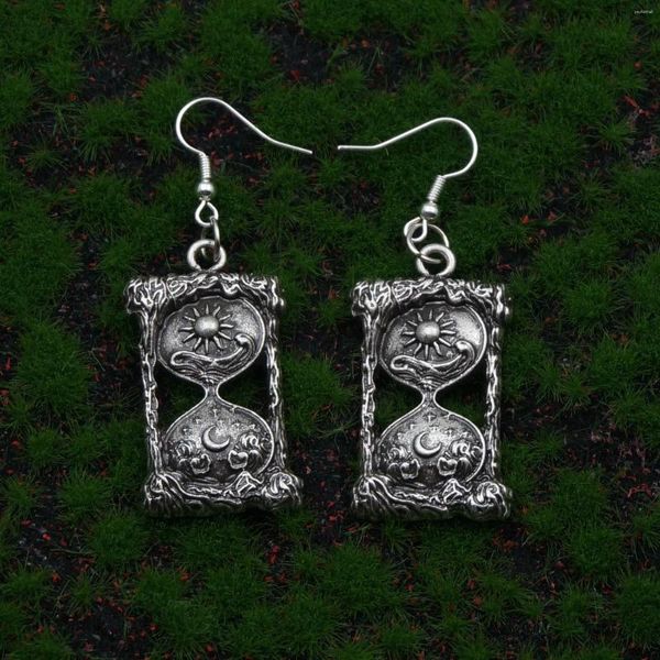 Pendientes colgantes 1 par de pendientes de reloj de arena celestial Wiccan joyería con temporizador de arena