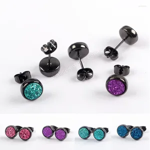 Boucles d'oreilles pendantes pour femmes, 1 paire, rondes, Druzy, scintillantes, pierres précieuses naturelles, minimalistes, Style Boho, bijoux énergétiques, cadeaux