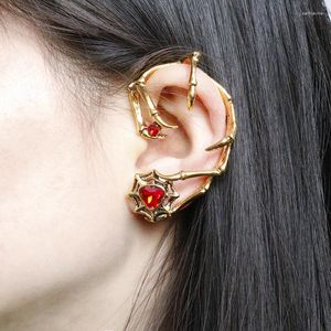 Boucles d'oreilles pendantes 1 pièce, Punk gothique Dragon main rouge cristal, manchette d'oreille pour femmes, un Clips, manchette d'oreille pour fille