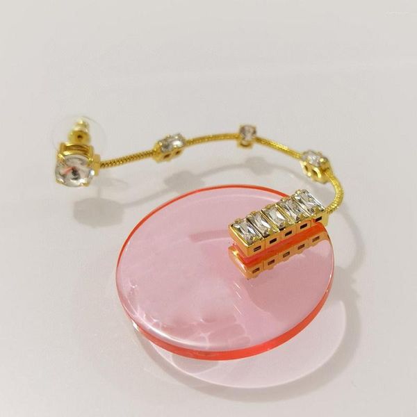 Boucles d'oreilles pendantes 1 pièce, cristal rose acrylique couleur or pour femmes, Bijoux fantaisie de haute qualité