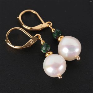 Boucles d'oreilles en peluche 10-11 mm blanc baroque perle émeraude perle oreille goutte d'oreille cristal argent clip-on lustre de fête minimaliste hoop hommes