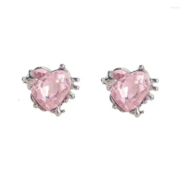 Boucles d'oreilles pendantes 10 paire/lot, vente en gros, bijoux à la mode, métal de lave, cœur en cristal rose pour femmes