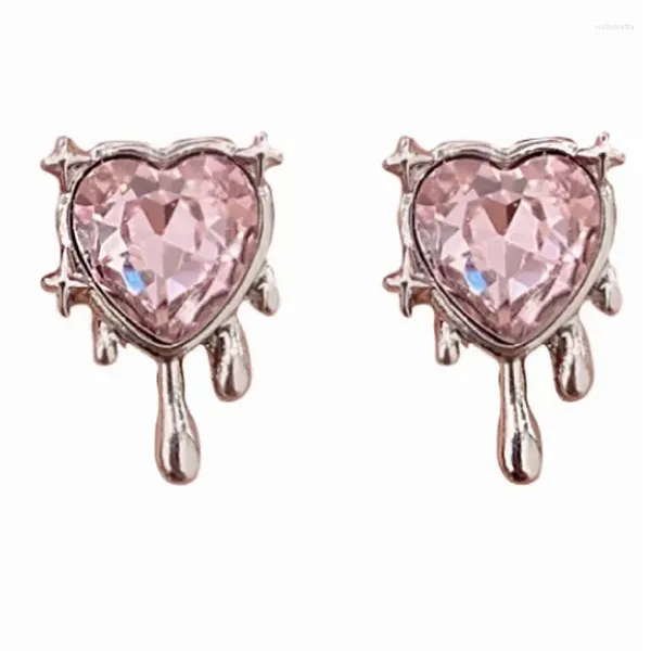 Boucles d'oreilles pendantes 10 paire/lot, vente en gros, bijoux à la mode, métal de lave, cœur rose, petit mignon pour femmes