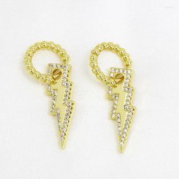 Pendientes colgantes 10 pares de pendientes de joyería de Metal de circonio con destello dorado regalo para mujeres chapado ovalado 52085