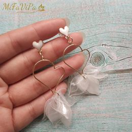 Bengelen oorbellen 10 pc's mifavipa trendy hartvormige oorbel bohemie handgemaakte lange kristallen kwastje zoete Koreaanse bladdruppel