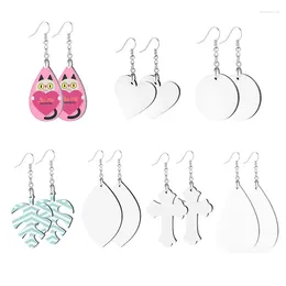 Boucles d'oreilles en peluche 100 paires / lot sublimation mdf en forme de coeur ronde blancs avec crochets d'oreille pour imprimer les côtés doubles