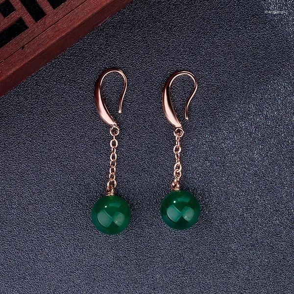 Boucles d'oreilles pendantes en or 10 carats, bijoux émeraude naturels, Bizuteria pour femmes, Oorbellen Orecchini grenat Aros Mujer Oreja, pierres précieuses