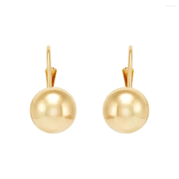 Boucles d'oreilles pendantes en or jaune 10 carats creuses avec boule de 8 mm à levier