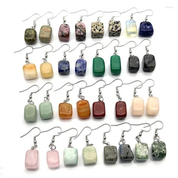 Boucles d'oreilles pendantes 10 paires, breloques en pierre naturelle, cristal rose, bleu, Quartz, oeil de tigre, opale, crochet en acier inoxydable, bijoux pour femmes