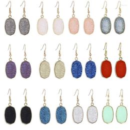 Pendientes colgantes de 10PAILES COMBRA DE LA RESOR HEXAGON HEXAGÓN DRUZY Drusy Gold Color Joyería de marca plateada For Women Gift