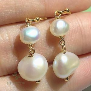 Boucles d'oreilles pendantes 11-12mm, perle d'eau douce naturelle baroque, mode luxe, culture, cadeau pour femmes, oreille irrégulière classique