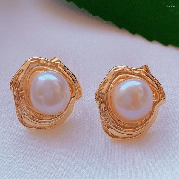 Boucles d'oreilles pendantes en perles baroques blanches naturelles, 11-12mm, 18KGB, cadeaux de vacances, bijoux de culture, crochet classique, fête de mariage
