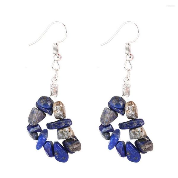 Boucles d'oreilles pendantes 12 paires de gravier irrégulier Lapis Lazuli pendentifs à breloques en pierre naturelle pour les femmes boucles d'oreilles en cristal de guérison bijoux Reiki gratuits