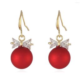 Boucles d'oreilles pendantes en strass pour femmes, 12 pièces/lot, à la mode et élégantes, boule rouge verte, bijoux cadeaux pour dames