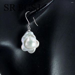 Boucles d'oreilles en pente 15-18 mm blancs reborn fleurs bijoux cadeau naturel ewater perle femme mariage