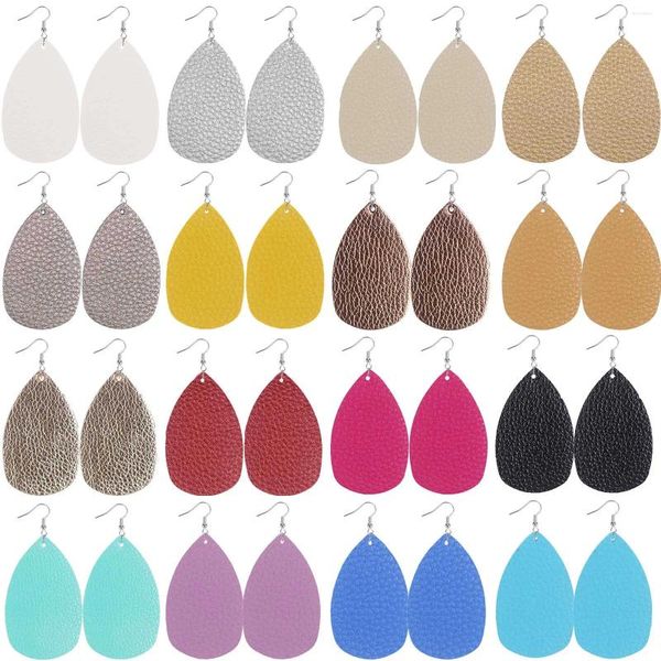 Pendientes colgantes 16 pares de cuero de doble cara en forma de lágrima con color para mujeres niñas joyería moda y fiesta de cumpleaños de San Valentín