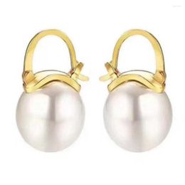 Boucles d'oreilles pendantes 16MM, reflets perle coquille blanche 18K, clou d'oreille bricolage, cadeaux de vacances pour la fête des mères, accessoires de crochet pour année de noël
