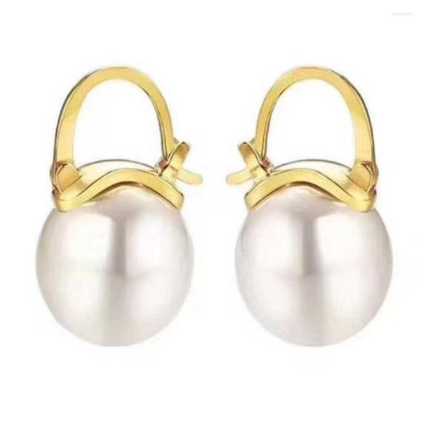 Boucles d'oreilles pendantes 16MM, reflets perle coquille blanche 18K, clou d'oreille bricolage, cadeaux de vacances pour la fête des mères, accessoires de crochet pour année de noël