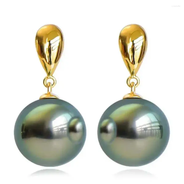 Boucles d'oreilles en peine 16 mm Blue Shell Pearl 18k Fashion Christmas Classic Femmes Cadeaux de vacances Accessoires de mariage Année