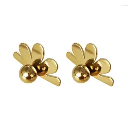 Boucles d'oreilles pendantes en plaqué or 18 carats avec perles de fleurs pour femmes et filles