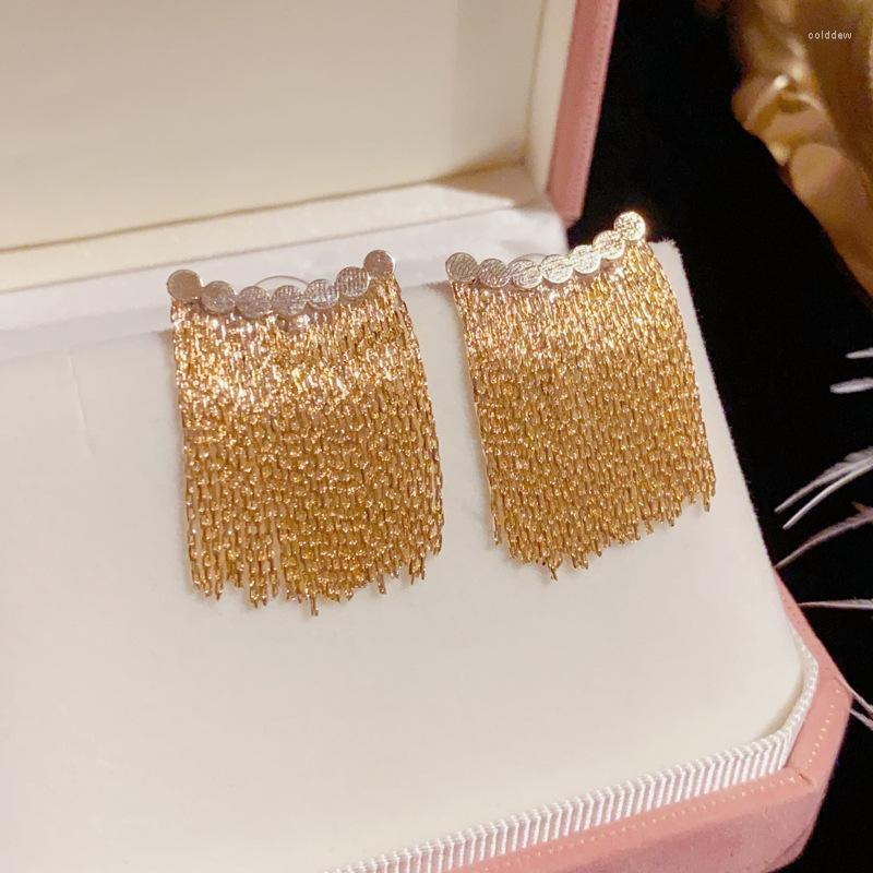 Brincos pendurados 18k banhados a ouro design coreano joias da moda em forma de u borla elegante acessórios para festa de dança feminina