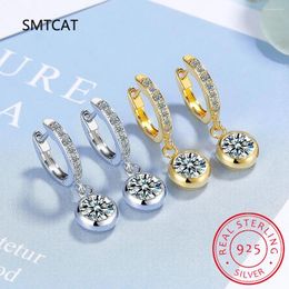 Pendientes de colgación 1CT MOISSANITE Drop Parring for Women Sparkling Diamond S925 Sterling Silver White Gold Joyería de boda chapada