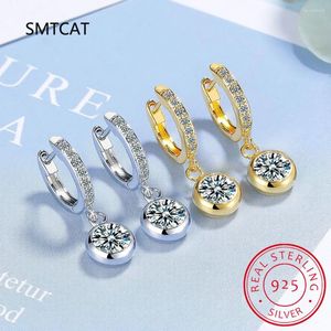 Boucles d'oreilles en peluche 1ct Moisanite Drop Boucle d'oreille pour les femmes Sparkling Diamond S925 Bijoux de mariage plaqué d'or blanc en argent sterling en argent sterling