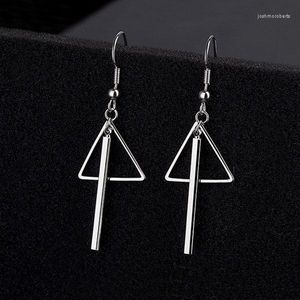 Boucles d'oreilles pendantes 1 paire plaqué cuivre avec crochet en platine Triangle bâton pendentif oreille anneau Piercing boucle d'oreille