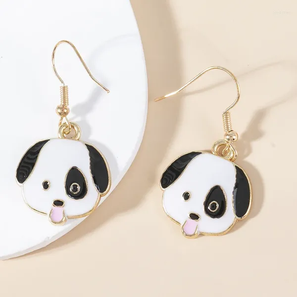 Boucles d'oreilles pendantes en émail coloré, 1 paire, mignon, chiot, chien, goutte pour femmes, mode Animal pendantes, bijoux pour filles, vente en gros, cadeau de fête