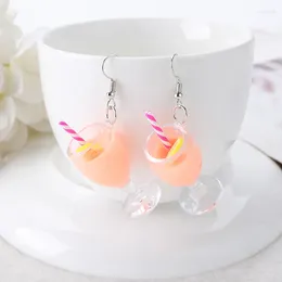 Boucles d'oreilles en peluche 1pair drop en verre de vin rouge plastique simulation de plastique bijoux pour fille et femme