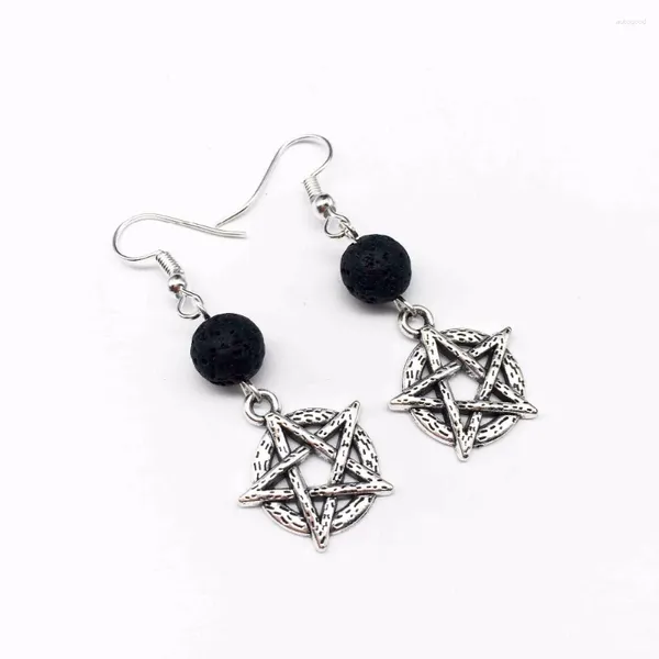 Pendientes colgantes 1 par) joyería difusora de aceite esencial colgante minimalista estrella redonda Aroma de piedra de Lava